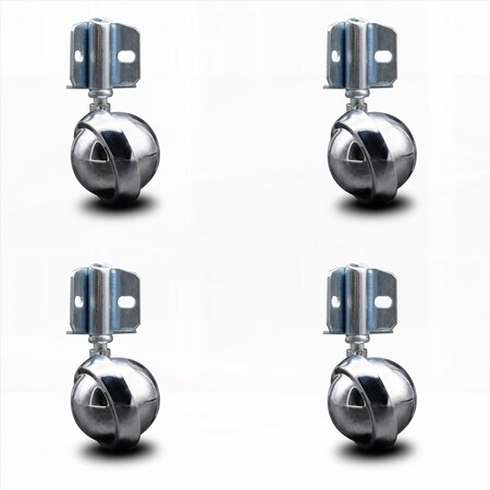 Service Caster 2.5 Inch Bright Chrome Metal Ball Caster - Corner Mount Bracket - SCC, 4PK SCC-GR01S25-DCS-BC-71678-4-CB90-4